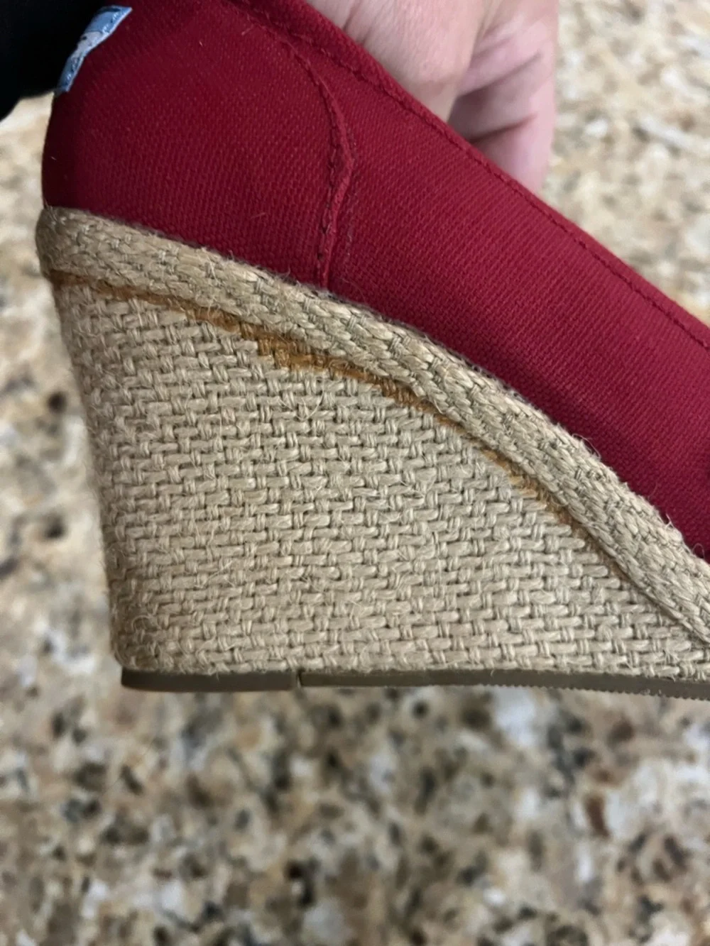 New - TOMS Red Canvas Peep-Toe Espadrilles